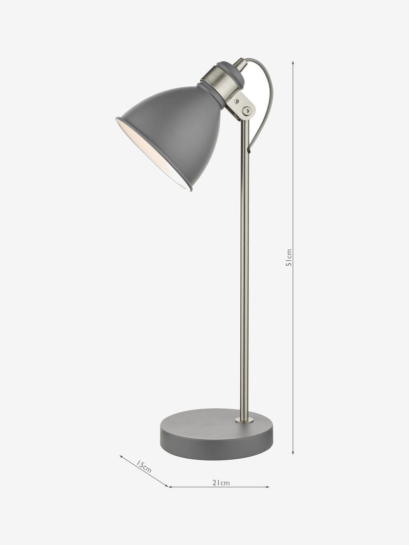 Dar Lighting Frederick table lamp in matt dark grey, UK version
