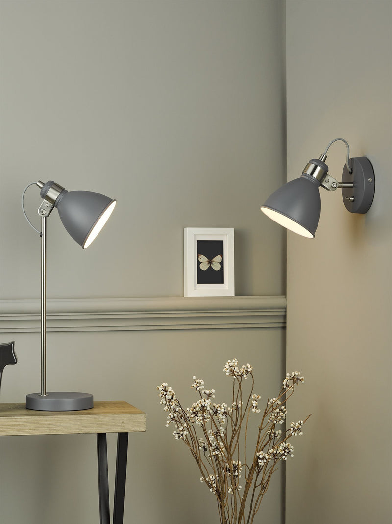 Dar Lighting Frederick table lamp in matt dark grey, UK version