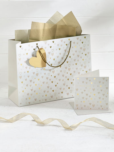 Next Next Natural Hearts Gift Bag and Card Set 28x37x13cm- Buy online at McGrocer