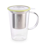 Glass tea infuser mug with pistachio lid, 400ml, UK version