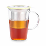 Glass tea infuser mug with pistachio lid, 400ml, UK version