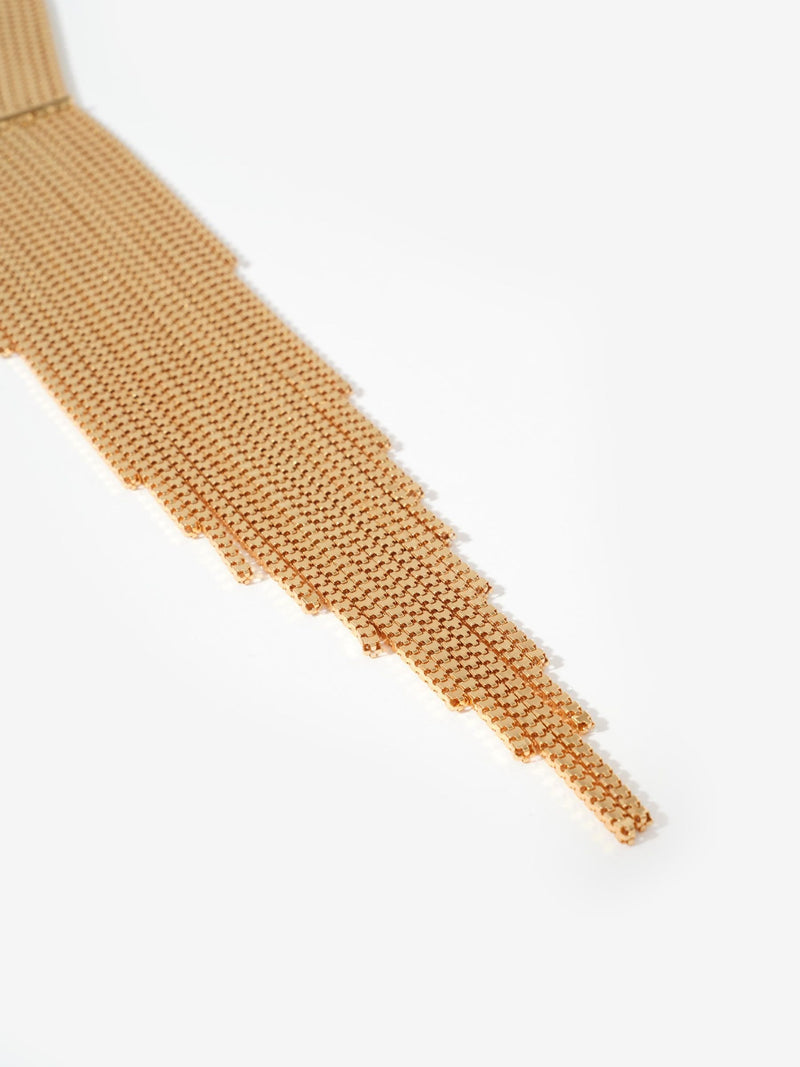 Mint Velvet gold statement fringe drop necklace, UK version