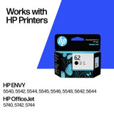 HP 62 black original ink cartridge (British brand)