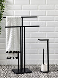 Black double freestanding towel rail 92cm height - British product