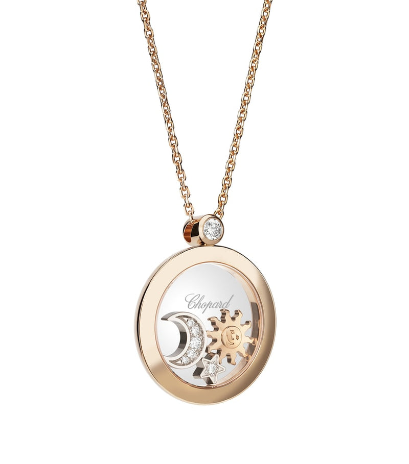 Chopard rose gold diamond Happy Diamonds pendant, imported from the UK