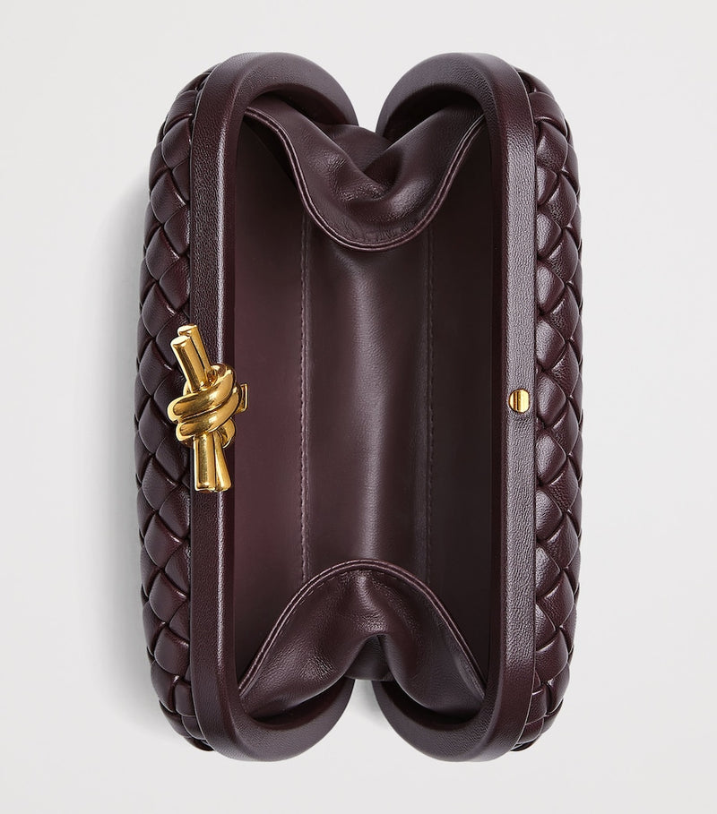 Bottega Veneta Knot Minaudiere leather clutch bag, imported from the UK