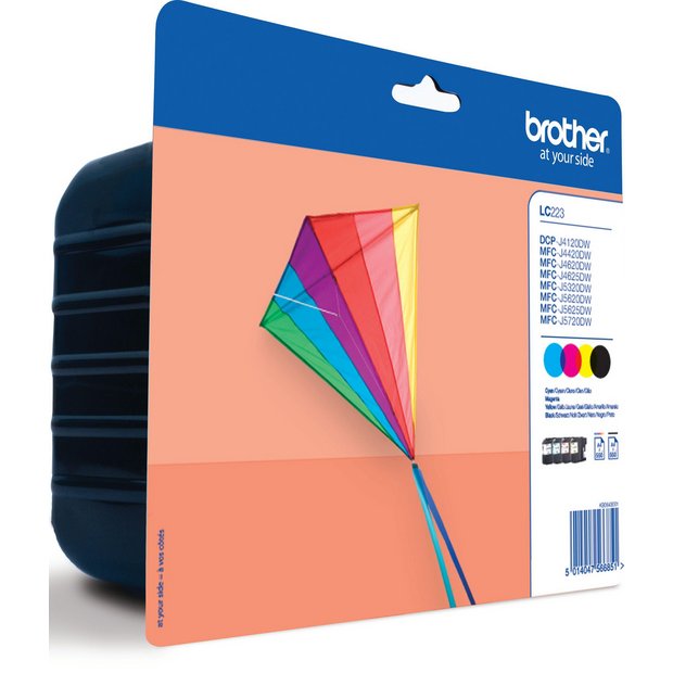 Brother LC223 ink cartridges black and colour set, UK version