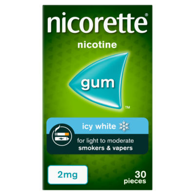 Nicorette Icy White 2mg Gomme Nicotine 30 Pièces (Aide à l'arrêt du tabac)