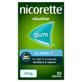 Nicorette Icy White 2mg Gomme Nicotine 30 Pièces (Aide à l'arrêt du tabac)