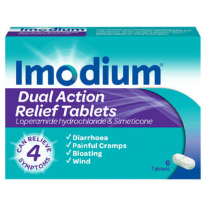 Imodium Dual Action Diarrhoea Relief 6 Tablets