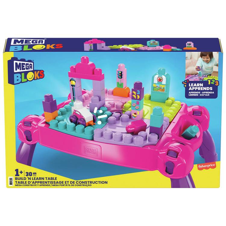 Mega Bloks Build n Learn table pink, UK version