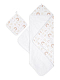 aden + anais cream cotton muslin hooded towel set (British brand)