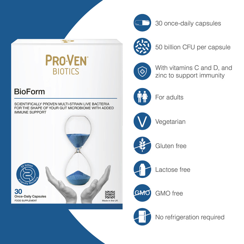 Shapeline Bioform Probiotics 50 Billion 30 Capsules, imported from the UK