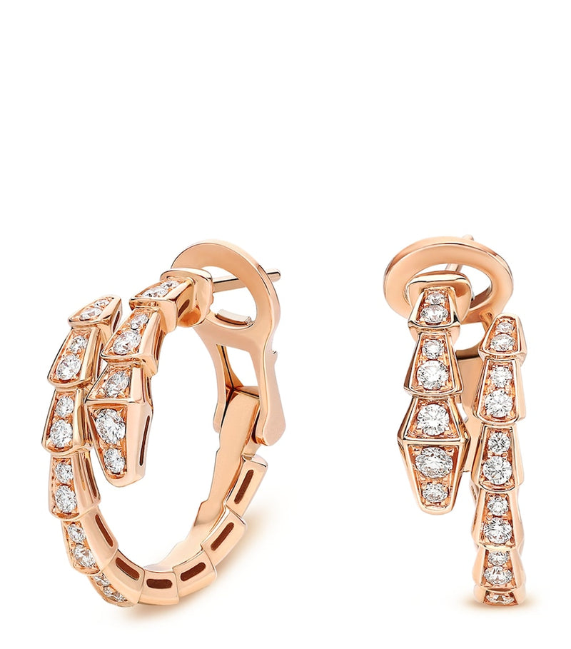Bvlgari Serpenti Viper rose gold diamond earrings (British brand)