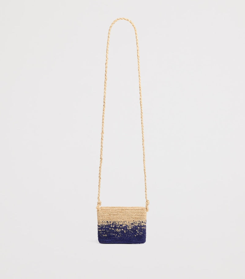 Bonpoint raffia cross-body bag with blueberry tassels (British brand)