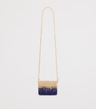 Bonpoint raffia cross-body bag with blueberry tassels (British brand)