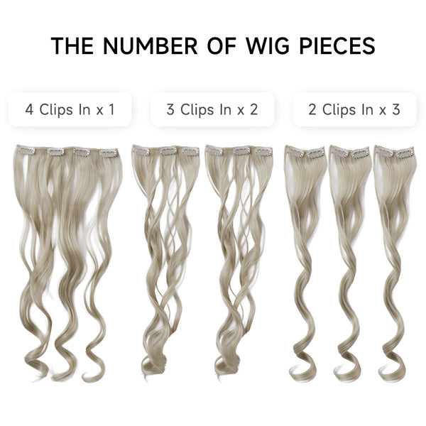 Livingandhome hair extensions grayish gold wavy 6pcs, UK version