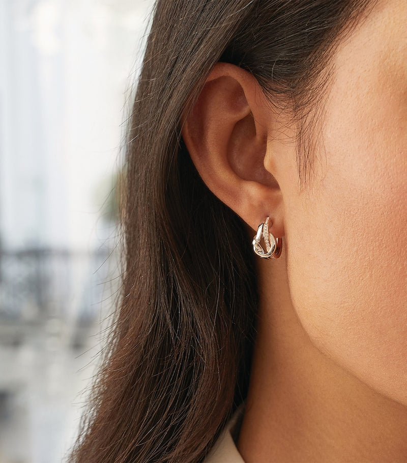 Boodles Knot diamond earrings in rose and white gold (British brand)
