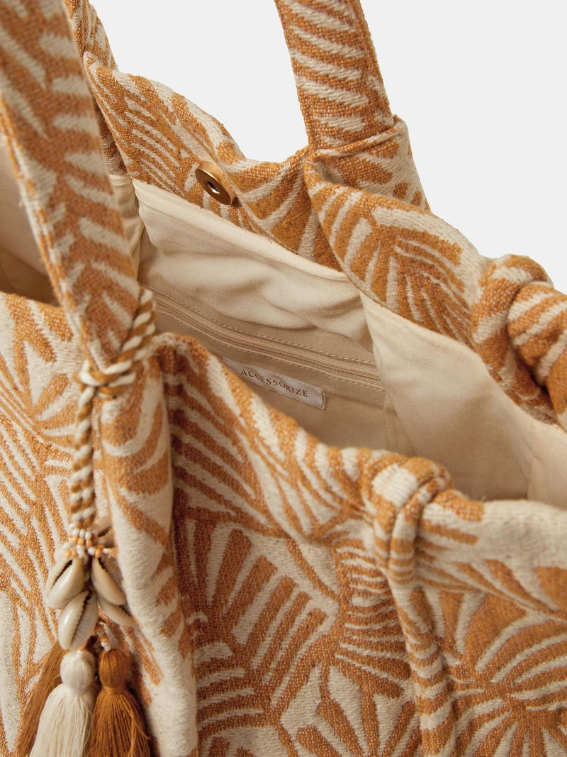 Accessorize natural palm print beach tote bag, imported from the UK