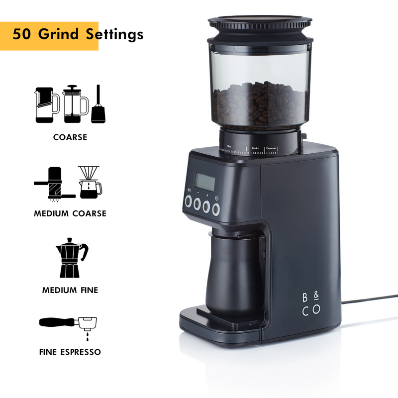 All Grind Plus electric coffee grinder with 50 settings - British product