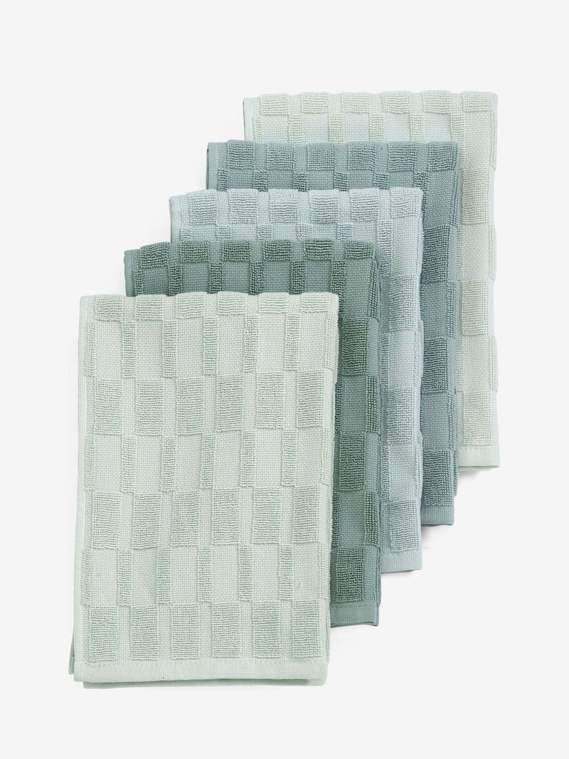 Sage green terry tea towels set of five (British brand)