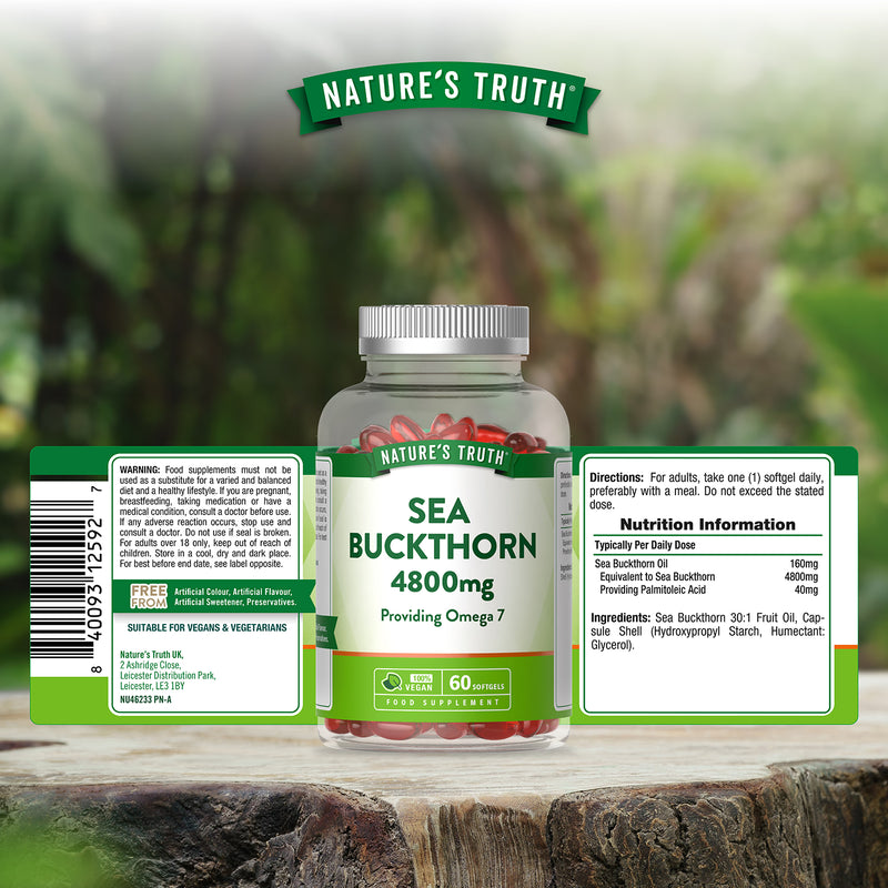 Nature's Truth sea buckthorn 4800mg softgels 60 count (British brand)