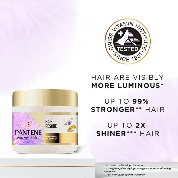 Pantene Silky & Glowing Hair Mask 300ml, imported from the UK