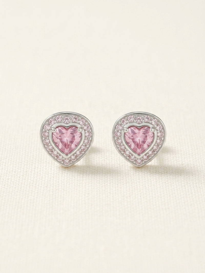 Vivienne Westwood heart earrings in brass with cubic zirconia - British product