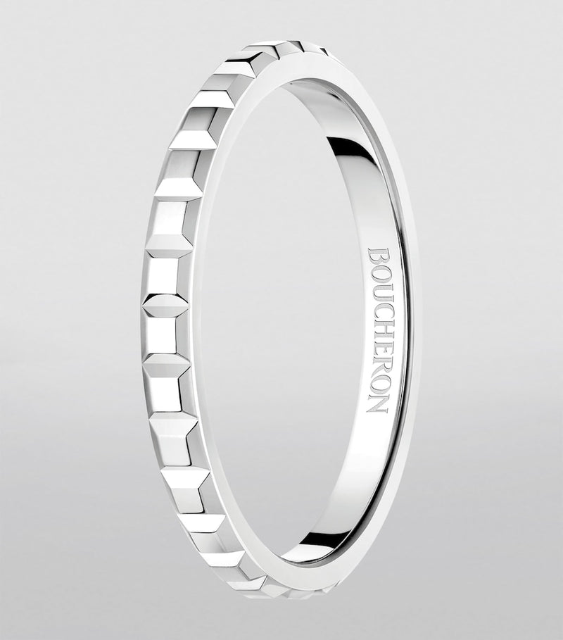 Boucheron mini platinum Clou de Paris wedding band (British brand)