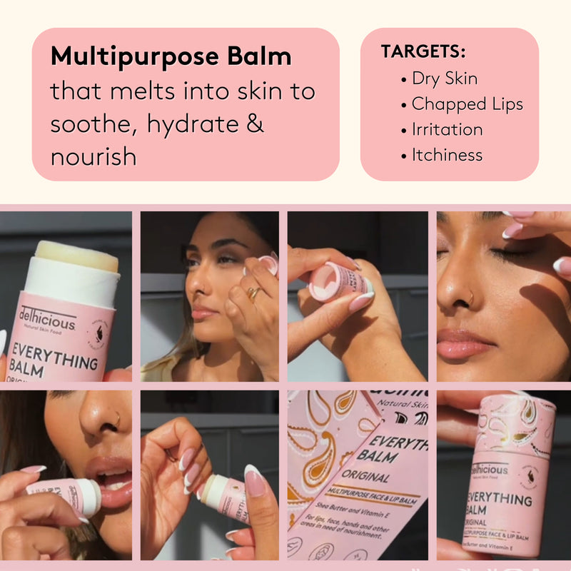Delhicious Everything Balm multipurpose face lip and body balm, UK version