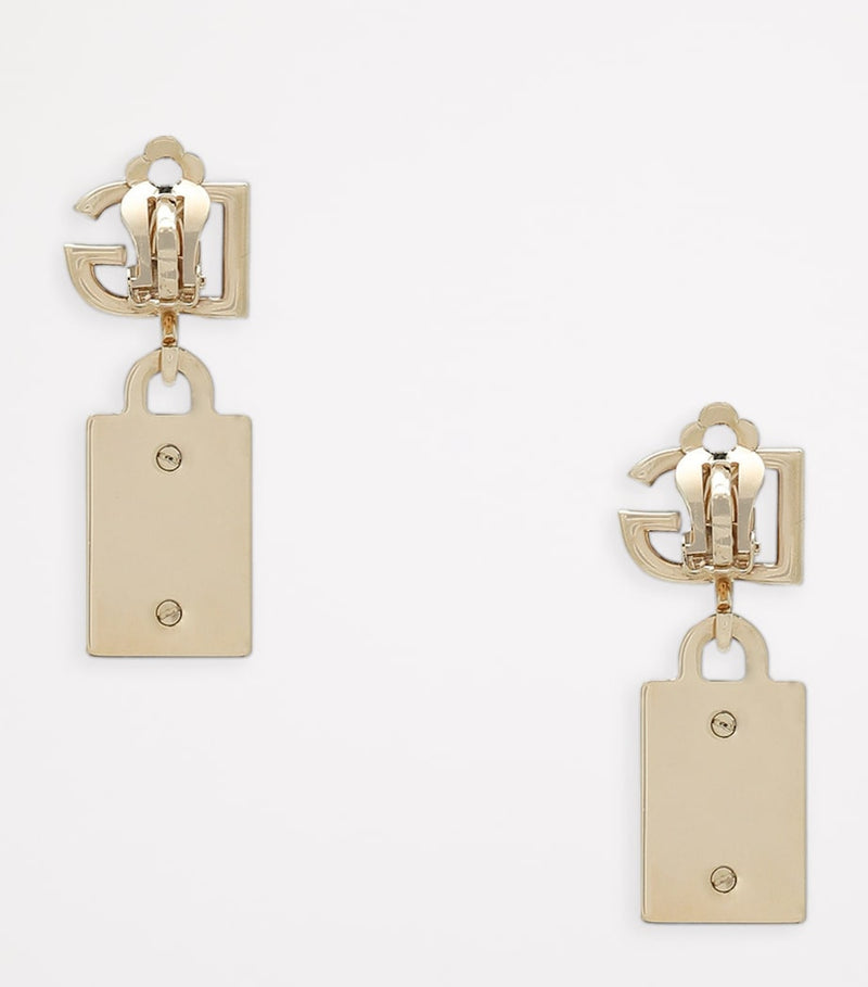 Dolce&Gabbana logo plaque clip-on earrings gold silver - British product