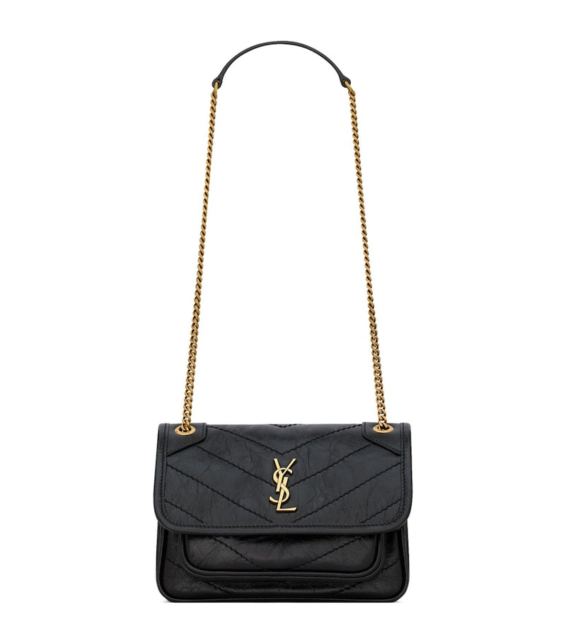 Saint Laurent Mini Niki shoulder bag with YSL monogram, imported from the UK
