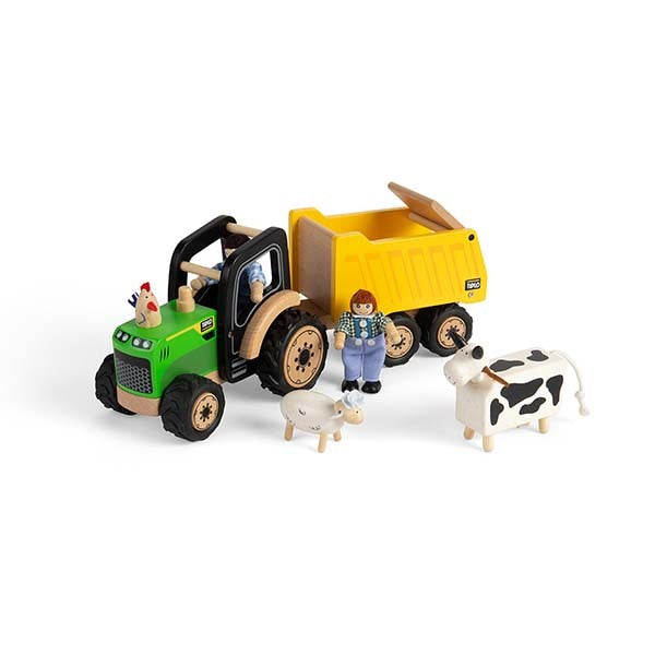 Tidlo Wooden Country Tractor and Trailer Toy GOODS Superdrug