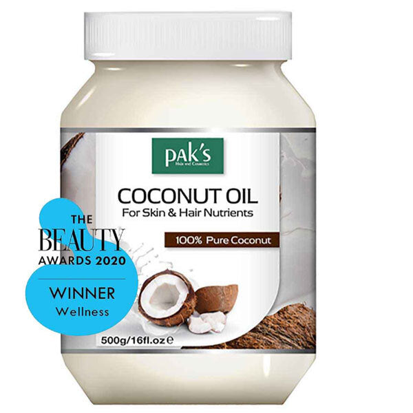 Paks coconut oil for hair and skin imported from the UK