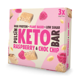 Holland & Barrett Pulsin Raspberry & Choc Chip Keto Protein Bar 3 x 30g- Buy online at McGrocer