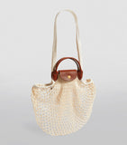 Longchamp Le Pliage Filet mesh bag with leather handles, UK version