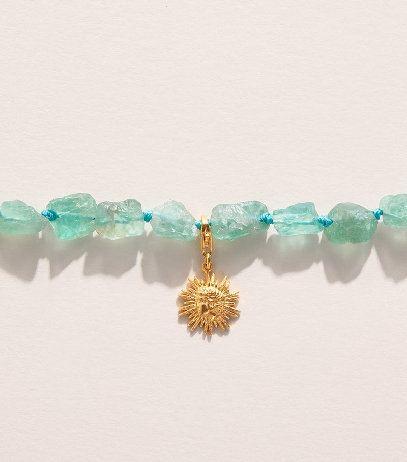 Hermina Athens beaded sun charm necklace with gold-tone pendant, imported from the UK
