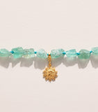 Hermina Athens beaded sun charm necklace with gold-tone pendant, imported from the UK