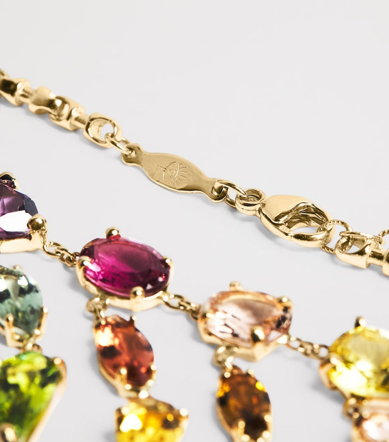 Jacquie Aiche Shaker necklace yellow gold mixed gemstone - British product