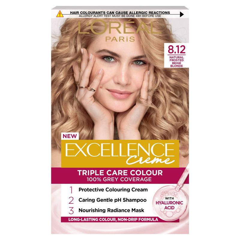 L'Oreal Excellence Crème 8.12 Frosted Beige Blonde hair colour, UK version