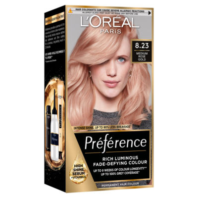 ASDA L'Oreal Preference 8.23 Medium Rose Gold Permanent Hair Colour- Buy online at McGrocer