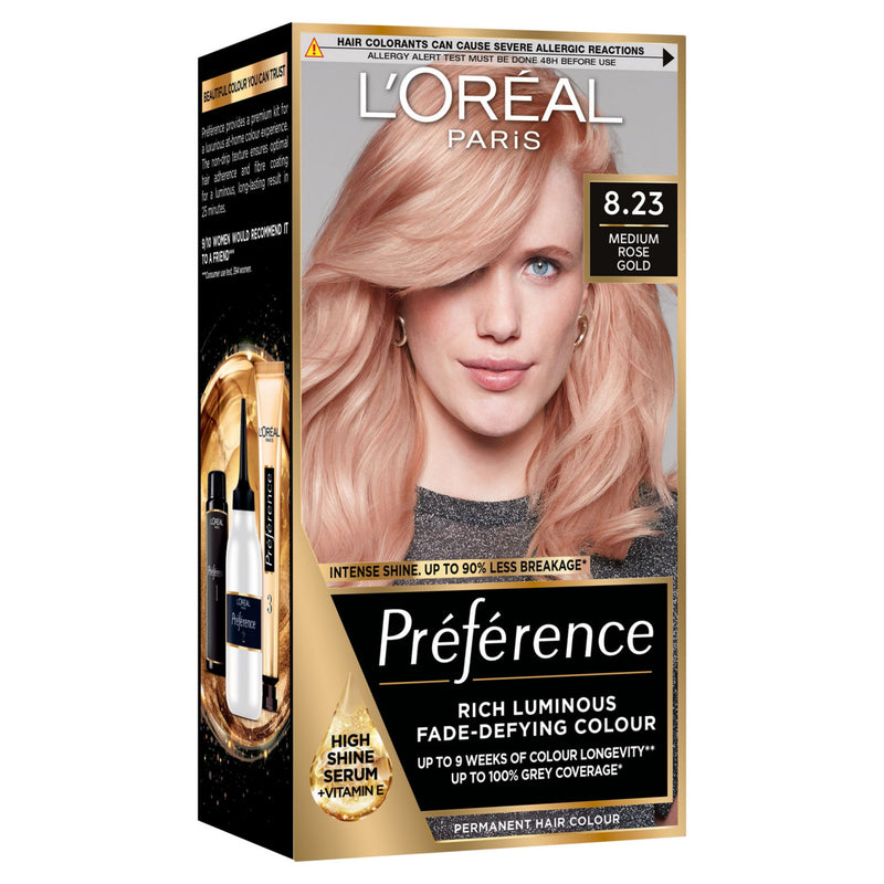 L'Oreal Preference Medium Rose Gold permanent hair colour, UK version
