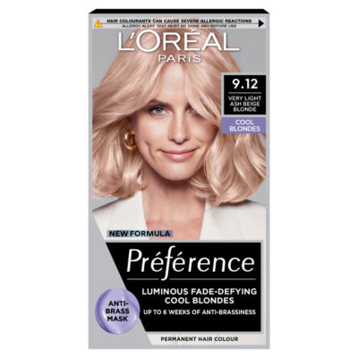 ASDA L'Oreal Preference 9.12 Very Light Ash Beige Blonde Permanent Hair Colour- Buy online at McGrocer