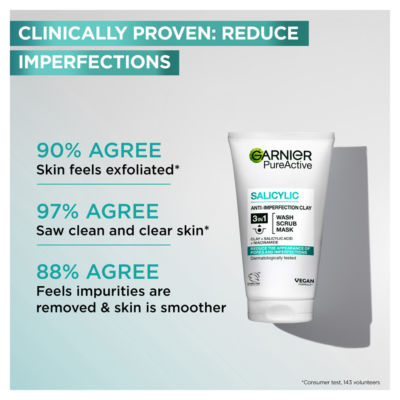 Garnier Pure Active 3in1 clay mask-wash-scrub for oily skin 150ml, UK version