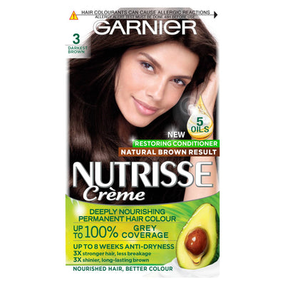 ASDA Garnier Nutrisse Ultra Crème Permanent Hair Colour 3 Darkest Brown- Buy online at McGrocer