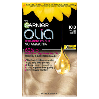 Garnier Olia 10.0 Very Light Blonde permanent hair dye (British brand)