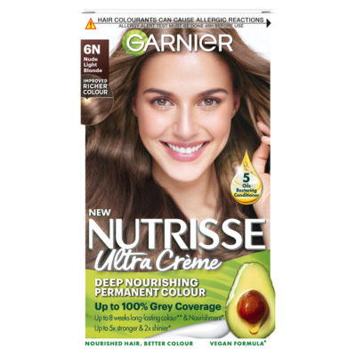 ASDA Garnier Nutrisse Ultra Crème Dye Vegan 6N Nude Light Brown Permanent Hair Dye- Buy online at McGrocer