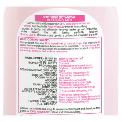 Garnier Natural Rose Cleansing Milk for Sensitive Skin 200ml, UK version