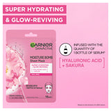 Garnier Moisture Bomb Sakura and Hyaluronic Acid sheet mask 28g, UK version