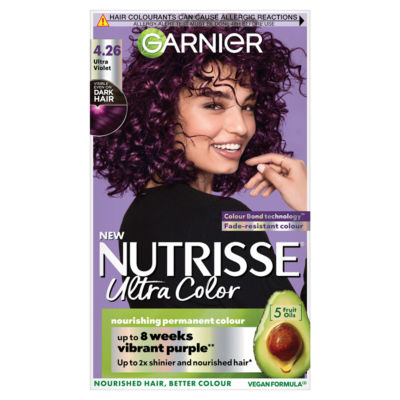 ASDA Garnier Nutrisse Ultra Color Vegan Permanent Hair Dye in 4.26 Ultra Violet- Buy online at McGrocer